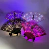 fan pliant lumineux lolita danse scène performance ventilateur à main led rétro rouge foncé noir rose fans fête de mariage photographie accessoire