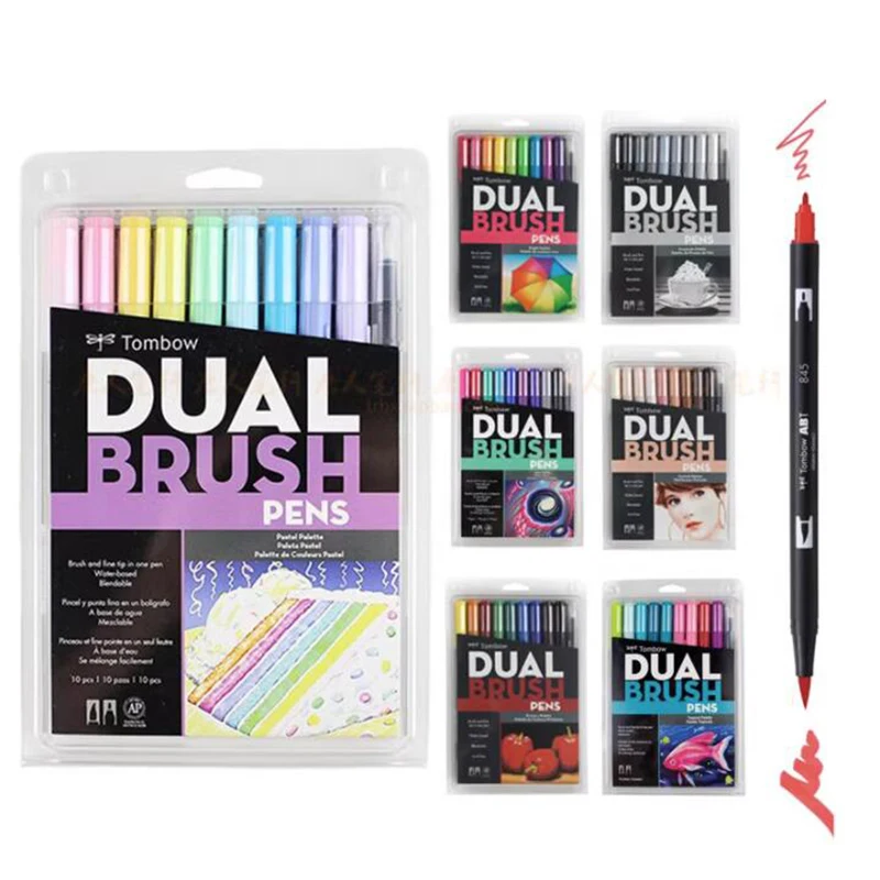 Japon TOMBOW AB-T 10/12 pièces stylo pinceau de calligraphie professionnel Double tête marqueur d’eau pour l’écriture peinture Art fournitures Japon TOMBOW AB-T 10/12 pièces stylo pinceau de calligraphie professionnel Double tête marqueur d’eau pour l’écriture peinture Art fournitures