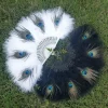 Avec gland paon plume ventilateur Portable pliant main ventilateur doux épais plumes poignée creuse plume danse ventilateur mariage