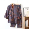 automne nouveau style japonais kimono pyjamas ensemble hommes coton imprimé vêtements de nuit ample décontracté vêtements de maison col en v vêtements de nuit vêtements de détente