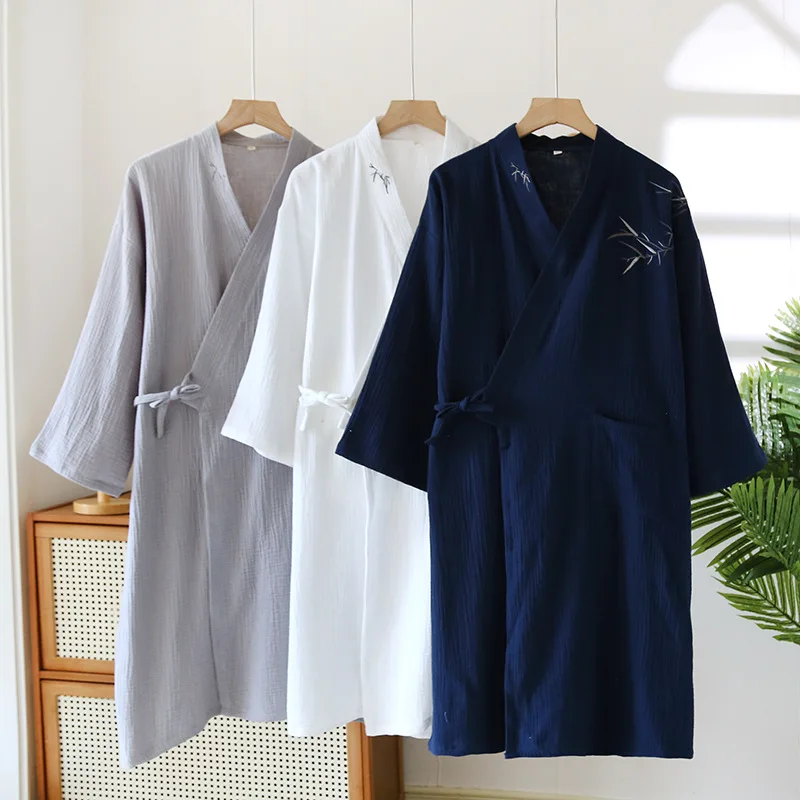 robe kimono japonaise pour hommes, en gaze de coton, jacquard, vêtements de maison amples, respirant, ample, vêtements de nuit pour hommes, printemps automne robe kimono japonaise pour hommes, en gaze de coton, jacquard, vêtements de maison amples, respirant, ample, vêtements de nuit pour hommes, printemps automne
