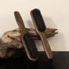 Manche en bois poils de sanglier barbe brosse outil de rasage brosse à cheveux en bois courbé hommes barbe rasage brosse coiffeur moustache brosses