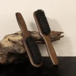 Manche en bois poils de sanglier barbe brosse outil de rasage brosse à cheveux en bois courbé hommes barbe rasage brosse coiffeur moustache brosses