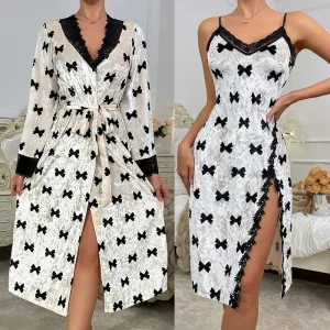 Robe en velours doux pour femme, kimono en dentelle Tirm, chemise de nuit longue, vêtements de nuit, cadeau de fête de mariage, vêtements de détente Robe en velours doux pour femme, kimono en dentelle Tirm, chemise de nuit longue, vêtements de nuit, cadeau de fête de mariage, vêtements de détente