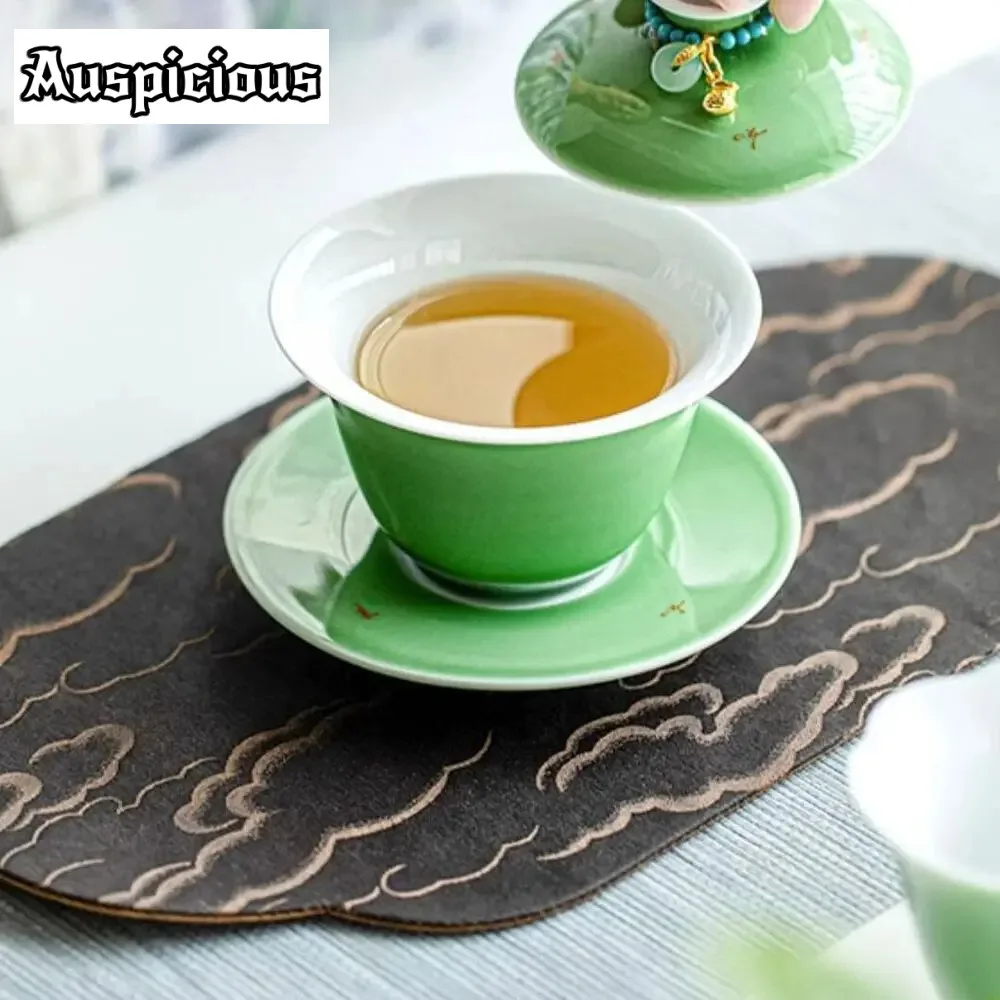 gaiwan filles à thé en porcelaine vert Émeraude de 150ml, boutique avec kit de couvercle s/05, soupière, couvercle de brassage, artisanat de cérémonie du thé gaiwan filles à thé en porcelaine vert Émeraude de 150ml, boutique avec kit de couvercle s/05, soupière, couvercle de brassage, artisanat de cérémonie du thé