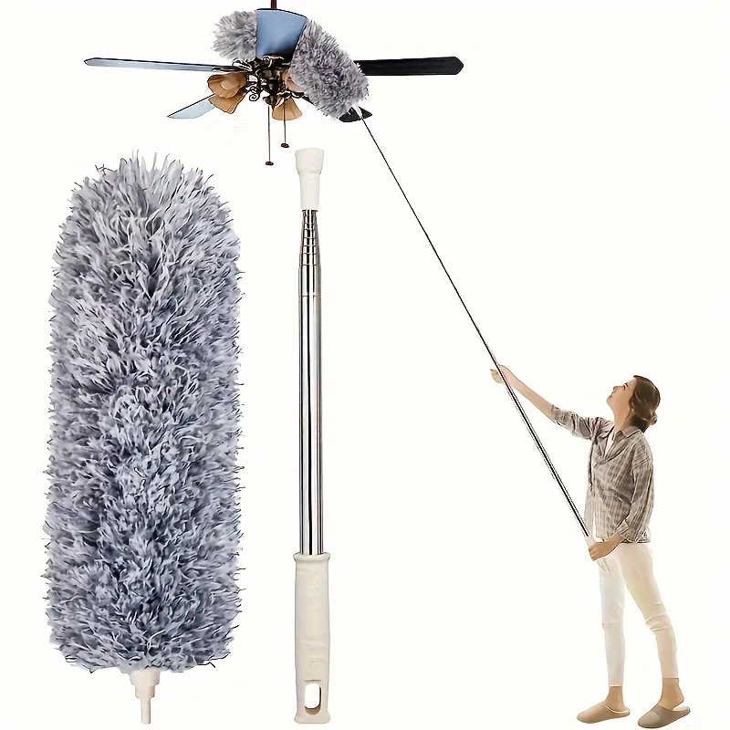 plumeau rétractable multifonctionnel à tête pliable réutilisable et lavable pour le nettoyage des plafonds hauts, des meubles et des voitures plumeau rétractable multifonctionnel à tête pliable réutilisable et lavable pour le nettoyage des plafonds hauts, des meubles et des voitures