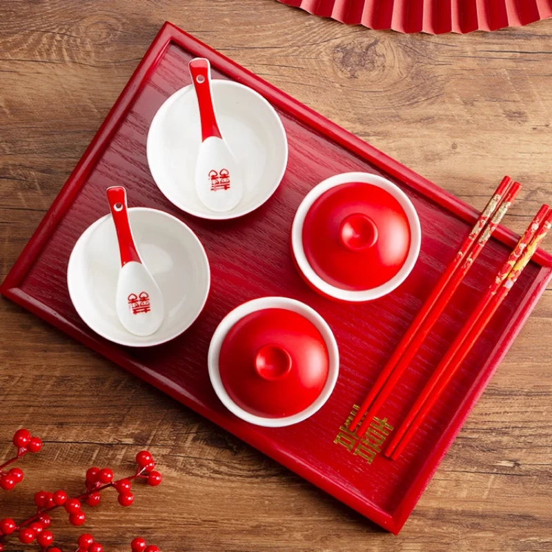 ensemble de vaisselle britannique pour mariage chinois, bols en céramique rouge, bols et cuillères, tasses à thé, baguettes, fournitures de mariage, cadeaux, pomercomparator ensemble de vaisselle britannique pour mariage chinois, bols en céramique rouge, bols et cuillères, tasses à thé, baguettes, fournitures de mariage, cadeaux, pomercomparator