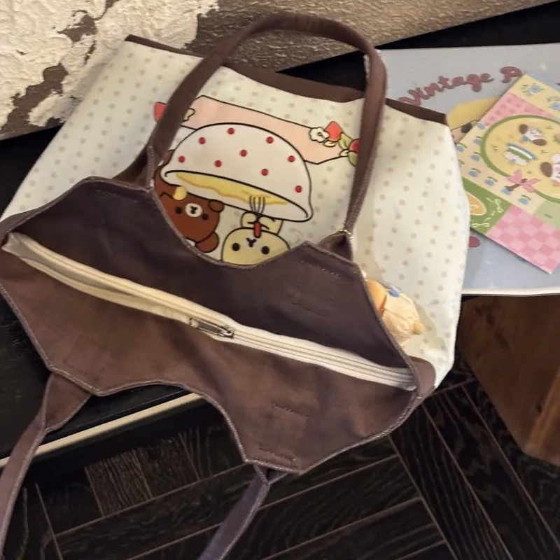 rilakkuma – sac à bandoulière en toile de grande capacité, fourre tout de dessin animé pour les déplacements quotidiens, usage décontracté pour étudiants, cadeaux japonais rilakkuma – sac à bandoulière en toile de grande capacité, fourre tout de dessin animé pour les déplacements quotidiens, usage décontracté pour étudiants, cadeaux japonais