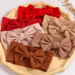 Bandeau de sauna rouge pour bébés filles, accessoires pour cheveux, nœud solide, turban pour enfants