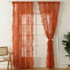 rideau français en dentelle florale, 2 pièces, bord à volants, rétro rustique, transparent, en gaze brodée, pour chambre à coucher