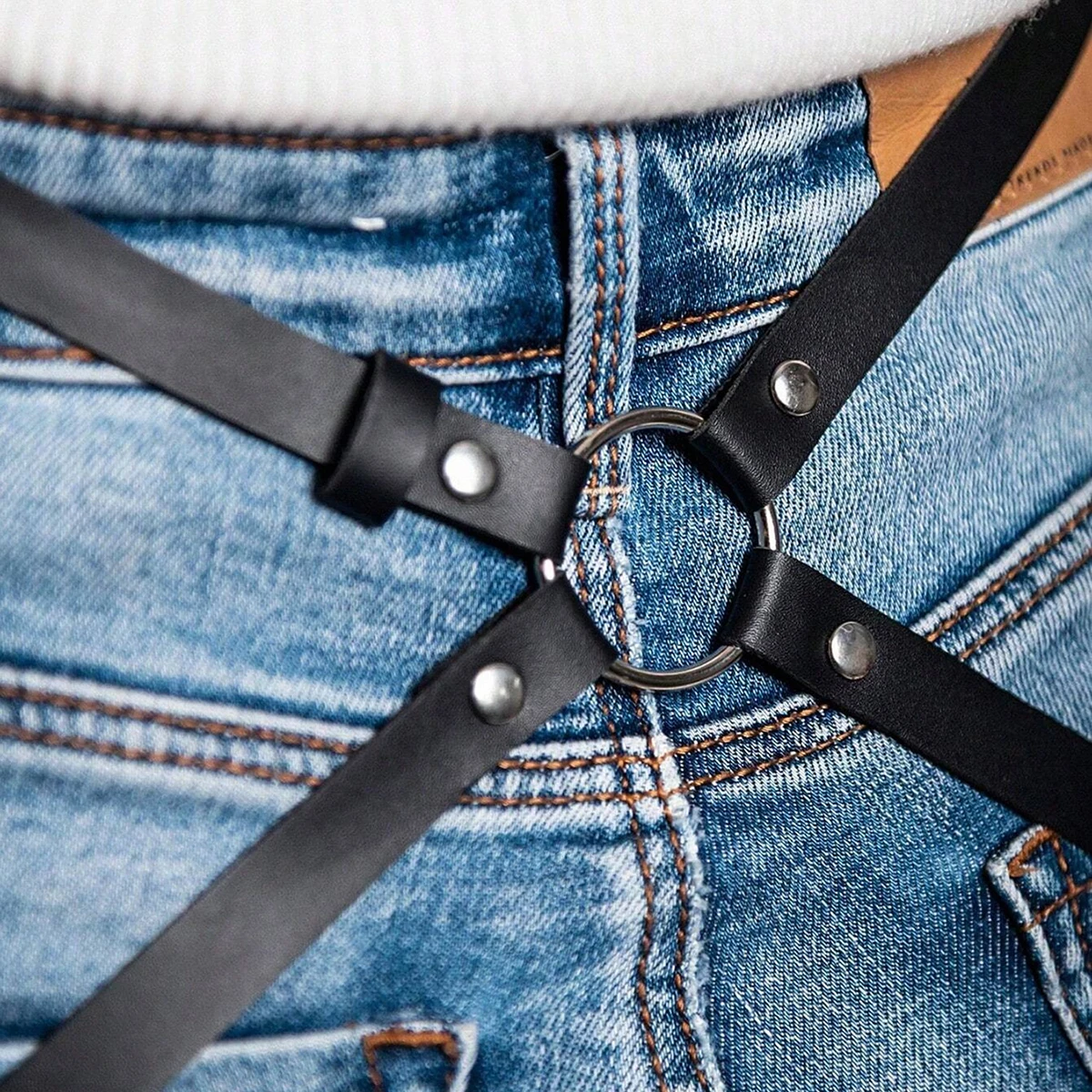 ceinture en cuir pu pour femmes, style de rue, cool, punk rock, avec jambe, jean, ceinture décorative, accessoire pour vêtements gothiques ceinture en cuir pu pour femmes, style de rue, cool, punk rock, avec jambe, jean, ceinture décorative, accessoire pour vêtements gothiques