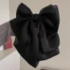 pince à cheveux élégante avec nœud noir, pince à queue de cheval haute, ruban, pince à cheveux pour femmes et filles, grande pince à saisir, accessoires de coiffure