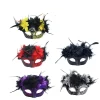 masque de cosplay à plumes demi visage, belles peintures, masque de décoration de mascarade, nouveauté, masque d'halloween en plastique