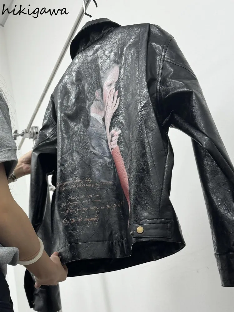 vestes en cuir pu harajuku pour femmes, vêtements d'automne et d'hiver, streetwear imprimé vintage, mode décontractée bf, combinaison en cuir y korean, y2k vestes en cuir pu harajuku pour femmes, vêtements d'automne et d'hiver, streetwear imprimé vintage, mode décontractée bf, combinaison en cuir y korean, y2k