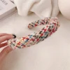 bandeau tricoté à larges bords pour fille, couleur douce, haut de gamme, haut crânien, accessoires pour cheveux à pression, automne hiver 2025