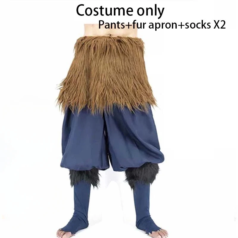 costume de cosplay anime kimetsu no yaiba hashibira inosuke, gt avec pantalon, robe de barrage, pantalon de tueur de démons et masques tabliers costume de cosplay anime kimetsu no yaiba hashibira inosuke, gt avec pantalon, robe de barrage, pantalon de tueur de démons et masques tabliers