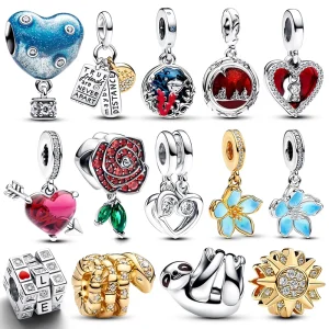 Breloques Pandora 925 Original Sakura fleurs pendentif perles convient Bracelet collier pour femmes charme argent 925 luxe bijoux à bricoler soi-même beau cadeau
