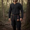 chemise en lin rétro de la renaissance médiévale, tunique longue pour hommes, vestes vintage, costumes de cosplay de chevalier vikings pirate