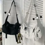 Sac messager japonais Harajuku pour femmes, sacs à bandoulière en toile de couleur unie pour étudiantes, sacs à main de grande capacité, sac à bandoulière Sac messager japonais Harajuku pour femmes, sacs à bandoulière en toile de couleur unie pour étudiantes, sacs à main de grande capacité, sac à bandoulière