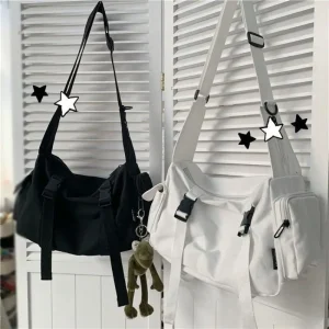 Sac messager japonais Harajuku pour femmes, sacs à bandoulière en toile de couleur unie pour étudiantes, sacs à main de grande capacité, sac à bandoulière Sac messager japonais Harajuku pour femmes, sacs à bandoulière en toile de couleur unie pour étudiantes, sacs à main de grande capacité, sac à bandoulière