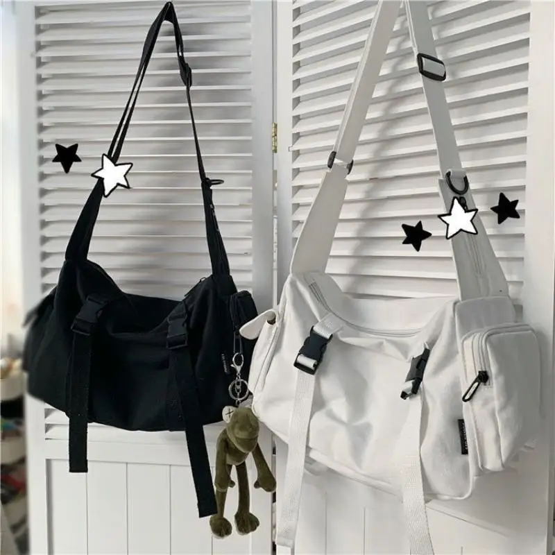 Sac messager japonais Harajuku pour femmes, sacs à bandoulière en toile de couleur unie pour étudiantes, sacs à main de grande capacité, sac à bandoulière Sac messager japonais Harajuku pour femmes, sacs à bandoulière en toile de couleur unie pour étudiantes, sacs à main de grande capacité, sac à bandoulière