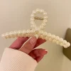 pince à cheveux en grande perle de tempérament, pince à cheveux élégante au dos de la tête, pince à cheveux en queue de cheval, pince requin, clip français rétro simple, 1 pièce