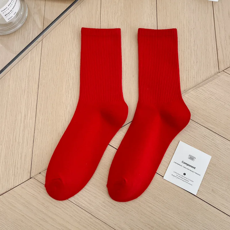 1 paire de chaussettes de sport à la mode japonaise pour femmes et filles, automne hiver, rouge, rose, chaussettes en coton pour hommes, marée de rue, bas coréens 34 41 1 paire de chaussettes de sport à la mode japonaise pour femmes et filles, automne hiver, rouge, rose, chaussettes en coton pour hommes, marée de rue, bas coréens 34 41
