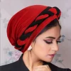 femmes africaines turban hijab casquettes couleur bloquée torsion tresse bandeau chimio cancer bandana foulard couverture de cheveux enveloppement