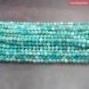 bijoux telephone cadeau maitresse école bijoux femme bague homme boucle oreille femme pierre naturelle d'amazonite bleue à facettes, perles rondes amples d'espacement pour la fabrication de bijoux 15 pouces 2mm/3mm