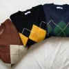 pull en tricot de style japonais pour femme, vêtement d'extérieur, motif diamant, paresseux, mode automne hiver, nouvelle collection