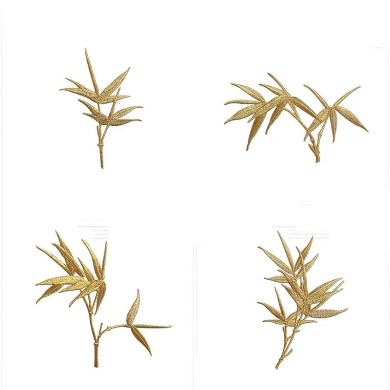 Écussons thermocollants brodés feuilles de bambou, style ethnique, bricolage pour ventilateur, boîte à bijoux, sac, jupe, colle arrière décorative Écussons thermocollants brodés feuilles de bambou, style ethnique, bricolage pour ventilateur, boîte à bijoux, sac, jupe, colle arrière décorative