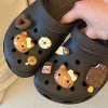 Chaussures de chat crème glacée au chocolat japonais Kawaii, décoration florale, chaussures Donut de dessin animé, décoration florale, ornement, cadeau d&rsquo;anniversaire
