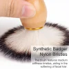 brosse de rasage pour cheveux de qualité supérieure avec manche en bois lisse, outil de luxe de qualité barbier pour le rasage, le soin de la barbe et le nettoyage du visage 