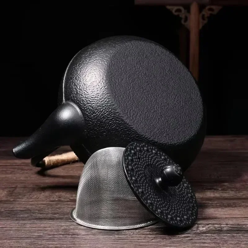 théière en fer faite à la main, bouilloire à thé de style japonais moulé antique pour l'eau bouillante, ensemble d'accessoires, poêle à charbon de bois, service de thé de cuisine théière en fer faite à la main, bouilloire à thé de style japonais moulé antique pour l'eau bouillante, ensemble d'accessoires, poêle à charbon de bois, service de thé de cuisine