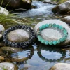 2 bracelets noirs gris et turquoise, bijoux en cristal de guérison faits à la main pour un usage quotidien et un cadeau, conception élastique pour une ajustement confortable