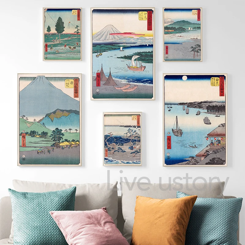 affiche de paysage traditionnel japonais, toile d'art imprimée, peinture sur toile de style japonais, image murale, décoration de maison affiche de paysage traditionnel japonais, toile d'art imprimée, peinture sur toile de style japonais, image murale, décoration de maison