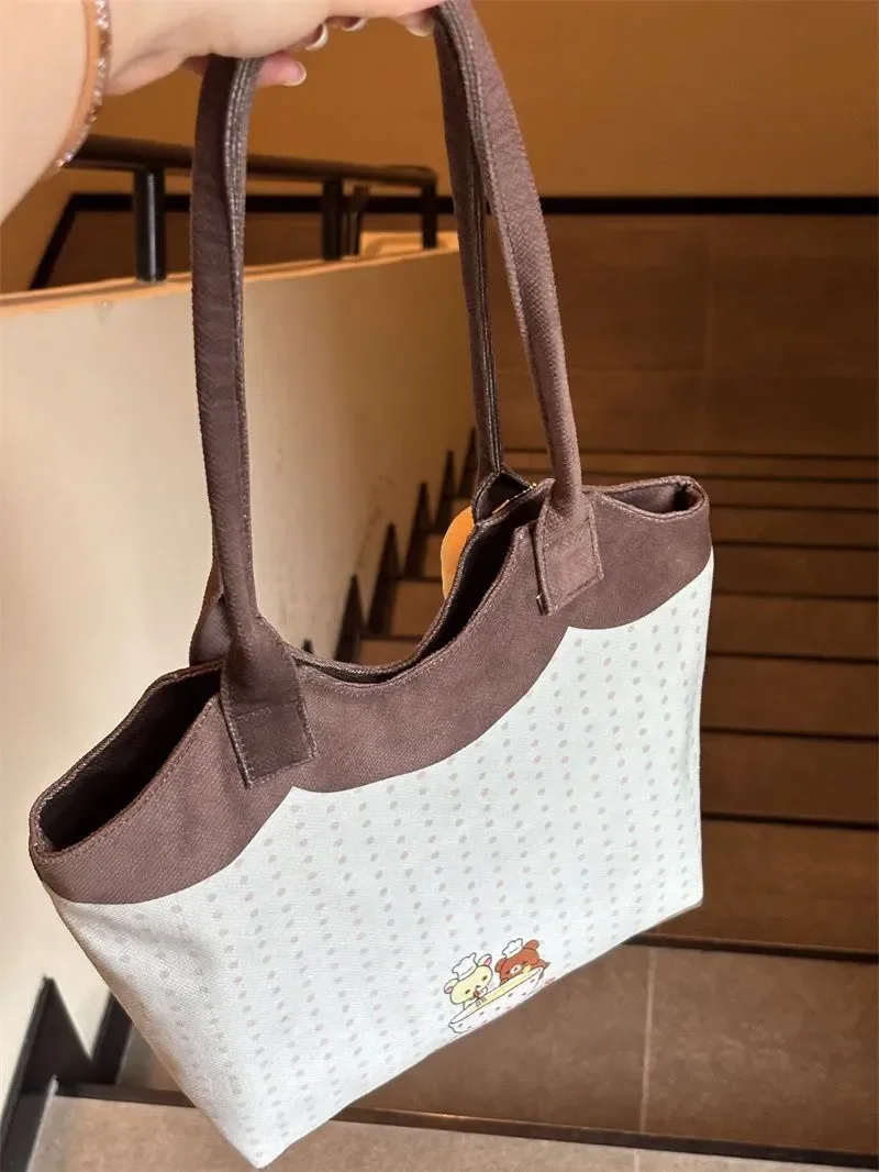 rilakkuma – sac à bandoulière en toile de grande capacité, fourre tout de dessin animé pour les déplacements quotidiens, usage décontracté pour étudiants, cadeaux japonais rilakkuma – sac à bandoulière en toile de grande capacité, fourre tout de dessin animé pour les déplacements quotidiens, usage décontracté pour étudiants, cadeaux japonais