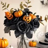 roses artificielles noires pour halloween, bouquet de fleurs gothiques noires d'horreur foncée pour la maison, fête de mariage, décor d'halloween