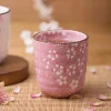 tasse sakura faite à la main, tasse à thé de style zen, yunomi en céramique japonaise avec fleur de cerisier