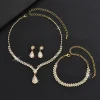ensemble de bijoux de mariée de luxe vintage, élégant et exquis, collier et boucles d'oreilles, tempérament, zircon, strass, bracelet de mariage