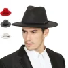 Mode large bord britannique Fedora chapeau Occasion formelle Gentleman hiver feutre chapeaux couleur unie décontracté laine chapeaux hommes femmes