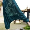 2025 chine dragon broderie bloomers pantalon noir femmes style ethnique national vintage harajuku sarouel pantalon baggy décontracté