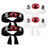Écharpe de Sauna à Imprimé Ninja pour Enfant, Bande Décorative de Style Japonais Samouraï Fitness, 4 Pièces