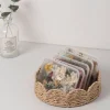 panier de rangement en forme d'éventail de style japonais, panier de rangement polyvalent décoratif fait à la main, panier en corde de papier écologique