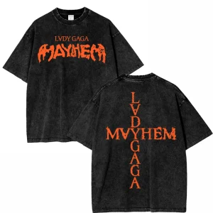 Vintage lavé Lady Gaga The Mayhem Ball Tour 2025 t-shirt mode hommes/femmes esthétique haute qualité lavage à l&rsquo;acide 100% coton t-shirts