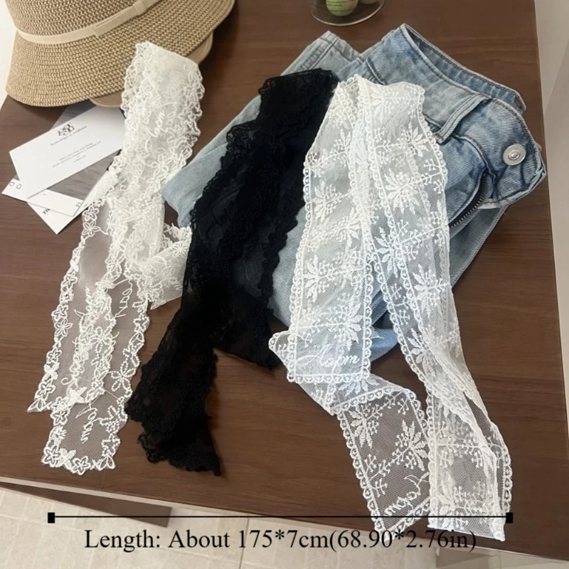 Ceinture longue en dentelle coréenne Y2k, avec nœud Floral, fine à nouer, pour robe en jean, pour filles épicées Ceinture longue en dentelle coréenne Y2k, avec nœud Floral, fine à nouer, pour robe en jean, pour filles épicées