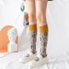 chaussettes rétro à manches longues pour femme, chaussettes à la mode et au genou, tube long, patchwork de couleur, nouvelle collection automne et hiver