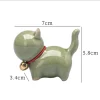 ornement de chaton mignon en céramique créative, micro animal de compagnie de paysage, ornements d'intérieur et de bureau, accessoires de service à thé
