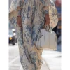 t Е – robe longue à imprimé floral bleu ciel pour femmes, coupe ample, manches chauve souris, col rond, élégante, nouvelle collection printemps été 2026, 196197