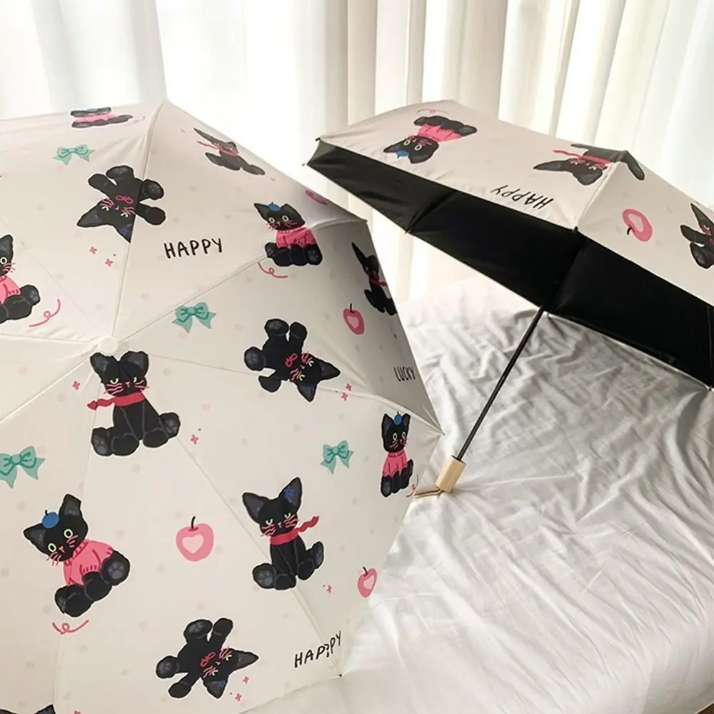 parapluie pliant à motif de chat de dessin animé, pare soleil léger automatique/manuel, mignon, coupe vent, portable, pour voyage parapluie pliant à motif de chat de dessin animé, pare soleil léger automatique/manuel, mignon, coupe vent, portable, pour voyage